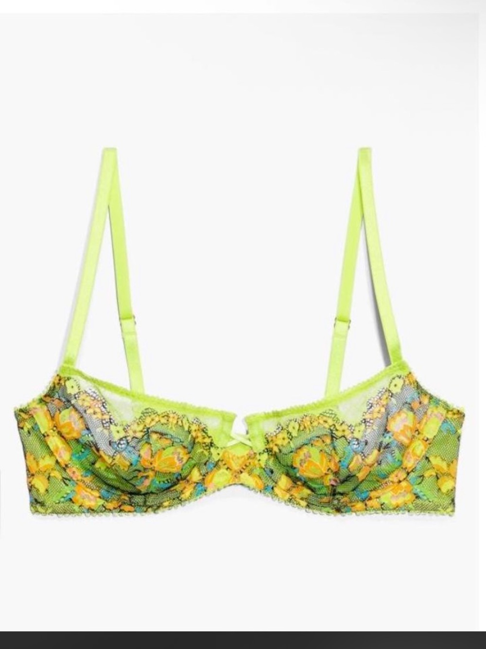 Lace Underwire Bra in Lime Green Floral